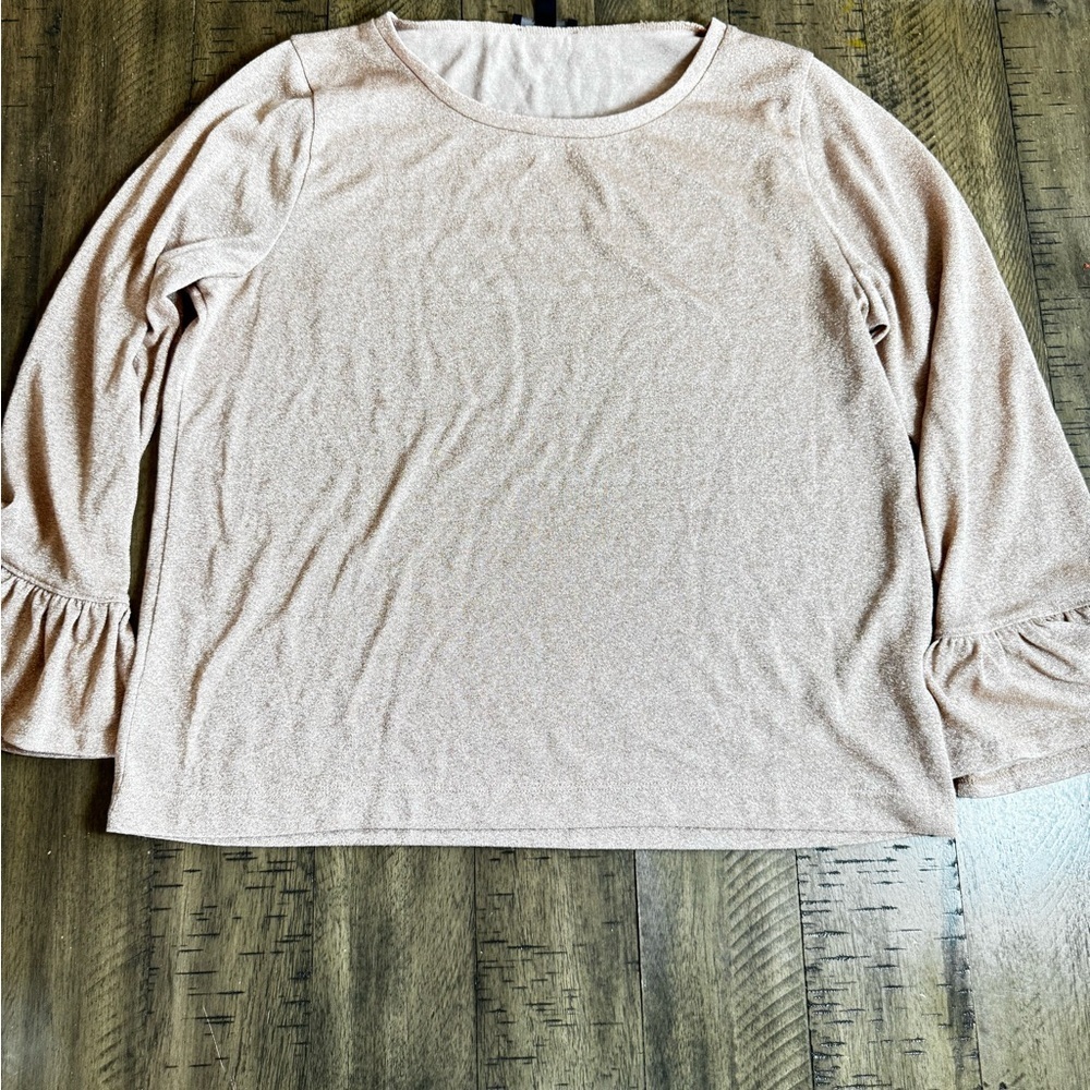 J. Crew sparkle Bell sleeve Metállic champagne Blouse - Picture 3 of 7
